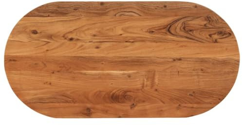 vidaXL Tischplatte, Holzplatte Holztischplatte Oval, Möbelplatte Platte für Beistelltisch Bartisch, Massivholzplatte Schreibtischplatte Ersatzplatte, 120x60x3,8cm Massivholz Akazie