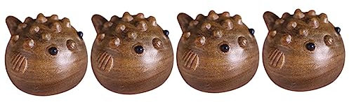 Warmhm 4 Stück Kugelfisch Aus Holz Nautische Strandstatue Für Kinder Moosdekor Miniatur-tischdekoration Veranda Dekoratives Fischmodell Fischornament Aus Holz Kinderzimmer Tier Sandelholz