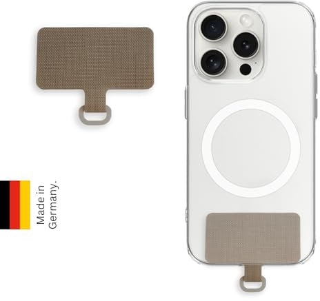 Closd Halterung für Handyketten, extrem reißfest, absolut sicher, beige, universal für jede Handyhülle, Made in Germany, sehr dünn nur 0,75 mm