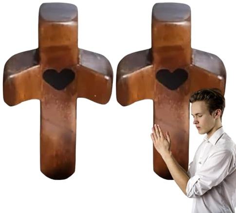 Streysisl Holzkreuz Klein Motivationsgeschenke Handschmeichler Kreuz Handgefertigte Holzkreuze Haltende Handkreuze Liebeskreuze Aus Mit Herzen Holzkreuze Zum Umklammern