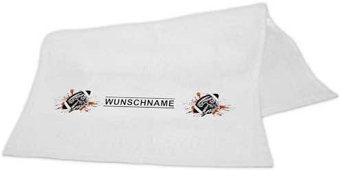 Eurofoto Handtuch mit Namen und Motiv mit Football | Namenshandtuch mit Hobby personalisiert | Badetuch mit Wunschnamen