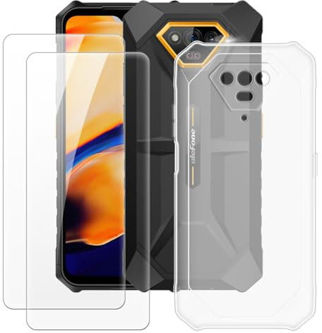 MILEGOO Hammer Iron V Hülle + 2 Displayschutzfolien aus gehärtetem Glas, ultradünne Stoßstange, stoßfeste weiche TPU-Silikon-Abdeckung Hülle für Hammer Iron V (5.52”)