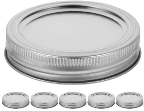 BESTonZON 6Pcs Mason Jar Lids, Tinplate Split Lid with Round Band, Jar Seals Replacement for Mason Jars, Ball, Cans-86mm(Silver)