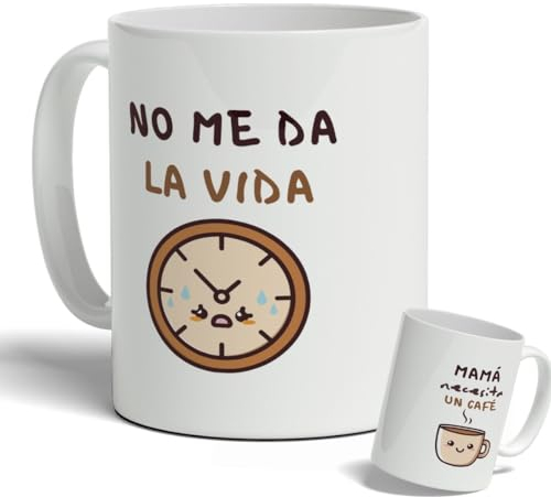 DEREGALOOS Taza de cerámica divertida para Madres. Taza de café Regalo día de la Madre. Regalo Original con frase para mujer. Tazas divertidas con frase. (No me da la vida)