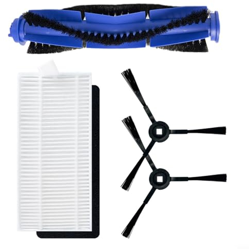 Rollen-Hauptseitenbürsten-Filter-Set für Blaupunkt für BlueBot, Xtreme, BPK-VCBB1XTE, VRillo J300 Roboter-Staubsauger, 1 Rollen-Hauptbürste, 1 HEPA-Filter, 2 Seitenbürsten