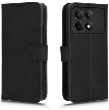 HAOYE Coque pour Xiaomi Poco F6 Pro 5G, Etui Protection Housse Premium en Cuir PU Flip Case Portefeuille ave ID Carte de Crédit Slot Fermeture Magnétique, Noir