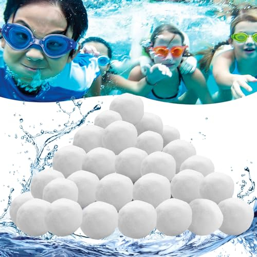 NINGESHOP Filterkugeln für Schwimmbad, Filterbälle Pool 1300g Filter für Sandfilteranlage, Filter Balls Ersetzt 46 kg Filtersand Quarzsand, Extra langlebige Filter Balls, Geeignet für Pool Filter