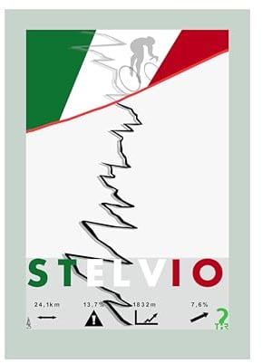WHYTHERE Passo dello Stelvio Poster ohne Rahmen 30cm x 40cm – Vintage Radsport Deko
