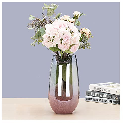 Petit Vase Vase en verre moderne simple, chambre modèle de luxe léger, décoration douce, décoration de salon, arrangement floral de table, articles de fleurs en verre créatifs Vase Rond(Grand)