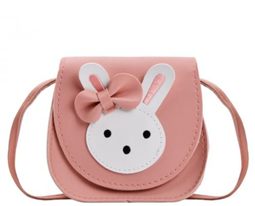 Dokeno Niedlicher Kaninchen Umhängetasche, Rosa Tasche Mädchen Tasche Kinder PU Leder Mini Taschen Mädchen Schultertasche Handtasche Mädchen mit Süße Hasenohren und Schleife für Kinder Mädchen