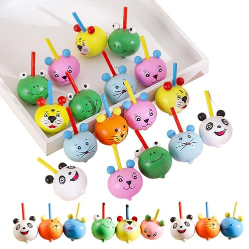 Osuter 20 Stück Kreisel aus Holz,Holzkreisel,Spielzeug Kreisel Handgemacht Bunte Spielzeugkreisel aus Holz Kindergeburtstag für für Mitgebsel Geschenk Geburtstag(zufälliges Muster) (Stil2)