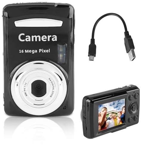 Tissting HD Digital Video Camera, Compact 720P Camcorder with 16X Zoom 5MP Sensor 2.4 Inch LCD 32GB Storage for Travel Family Vlogging