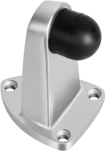 Door Stop, Heavy Duty Stainless Steel Door Stoppers for Floor, 3.5 Inch Metal Door Stops Indoor, Silver Doorstop with Rubber Bumper for Home Office