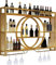 GWWBD Barregal,weinregal Wand Metall Barschrank Modern Hausbar Möbel Bar Regal Stehend Minibar Kühlschrank Wandregal Metall Rund Gold Flaschen Regal Stehend(Size:120 * 15 * 80cm,Color:Gold)