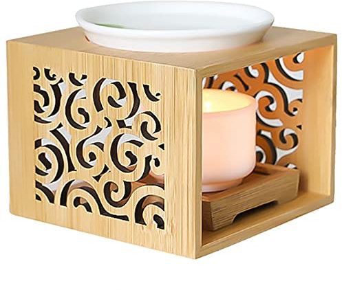 PAMENET Hohle Duftlampe aus Bambus aus, Aroma- für Ölofen, Kerzenständer, elegant und attraktiv, Dekoration für das Büro zu Hause
