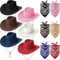 6er Cowboyhut mit 6er Bandana, Mehrfachpack Cowboyhüte Western Cowboyhüten für Damen und Herren, Cowgirl Hut mit verstellbarem Gurt Cowboy Partyhüte im Set für Cowboy-Mottopartys Reitpferde Reisen