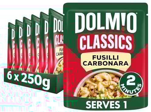 Dolmio Classics Fusilli Carbonara ready in 2 minutes Pasta Ready Meal serves 1 multipack 6x 250g