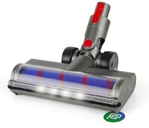 PIESSEONLINE - Spazzola Compatibile per Dyson Aspirapolvere V7, V8, V9, V10, V11 e V15 - Luci LED Integrate, Rotazione Fluida di 180 gradi - Rullo Morbido per una Pulizia Efficace Senza Graffi
