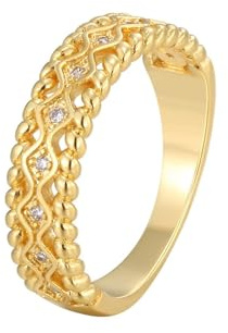 Homxi Gelbgoldring 9K/14K/18 Karat,Hohl Vintage mit Moissanit Gold Eheringe Verlobungsringe Damen Ringe