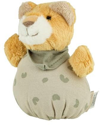 Sterntaler Knuddelsäckchen Löwe Leo - Aus weichem Flausch - Rasselball und Knisterpapier - Baby- und Kleinkindspielzeug - Fördert die Sinne und Motorik von Babys - Ideal als Geschenk, steingrau