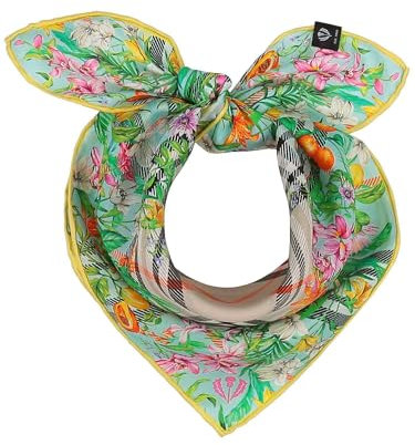 FRAAS Nickituch Damen aus 100% reiner Seide - Seidentuch kariert mit Dschungel-Muster - 51 x 51 cm -