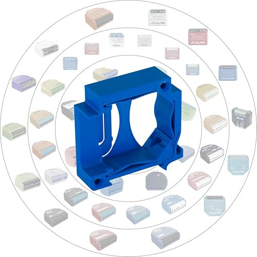 Print Worth 3D Supporto universale per guida a parete, adattatore Allstar per tutti gli attuatori Shelly (montabili in scatola) e molti altri, per il montaggio su guide da 35 mm o su pareti (blu (P