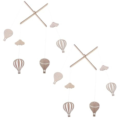 Kisangel 2stücke Holz-windspiele Heißluftballon Kinderzimmer Deko Fotodeko Für Junge Mädchen Und Kleinkinder Schadstofffrei Hand-augen-koordination