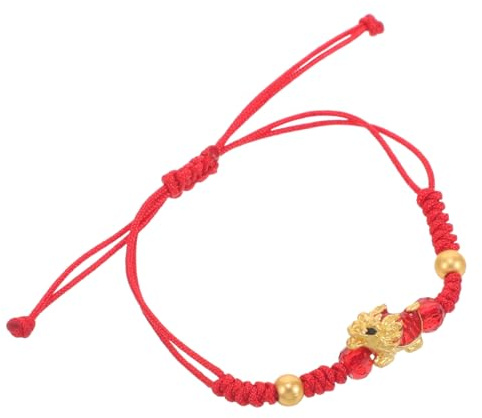 Warmhm Bracelet Réglable Corde Tressée Rouge avec Charme Dragon Chinois Bracelet Dragon et Confortable pour Homme et Femme et