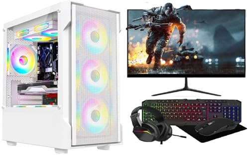 Computek Gaming PC Desktop Computer Bundle, i7-3770 3.90GHz, 16GB RAM, GT 730 2GB, 256GB SSD + 1TB HDD, 500W 80+ PSU, Black 6 Fan RGB Case, WiFi, Windows 11, 22 Monitor