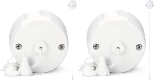 STATUS Ceiling Switch, White, 6A 2 Way Pull Cord Light Switch | Perfect for DIY, Trade, Modern Design, Bathroom Ready, SCS6A2WPB3 (Pack of 2)