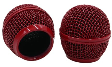 Voyoo 2 x Mikrofon-Netzabdeckung, Mikrofon-Netz-Ersatz, kompatibel mit Shure SM58 Mikrofon (rot)
