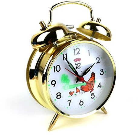 Starlet24 Doppel-Glockenwecker Glocken Nostalgie Wecker Klassik Retro Goat Huhn & Küken goldfarben