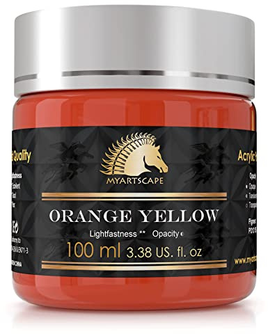 Myartscape Orange Yellow Acrylic Paint - 100ml Bottle (3.38 fl oz) - Artist Quality - Lightfast - Heavy Body - Rich Pigment - Great Tinting Strength - Professional Painting Supplies