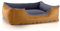 BedDog Hundebett Teddy, Hundesofa aus Cordura und Microfaser-Velours, waschbares Hundebett mit Rand, Hundekissen Vier-eckig, für drinnen, draußen, Größe L, Gold-grau