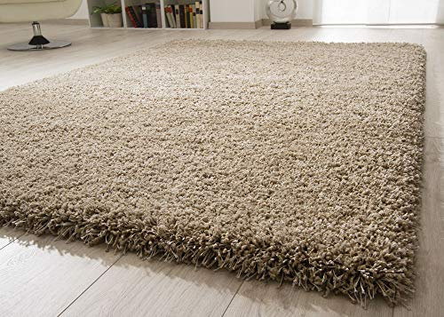Steffensmeier Hochflor Teppich Twilight | Wohnzimmer | Beste Qualität | Elastischer Flor | Beige 6611, Größe: 200x200 cm
