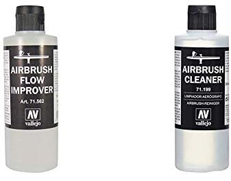 Vallejo 200 ml Flow Improver Airbrush Model Air Bottle & Model Air 200 ml Airbrush Cleaner