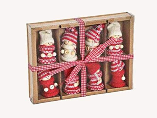 Deko-Anhänger im 8er Set „Winterkinder“ aus Textil sortiert – rot/weiß B4xH7xT3cm