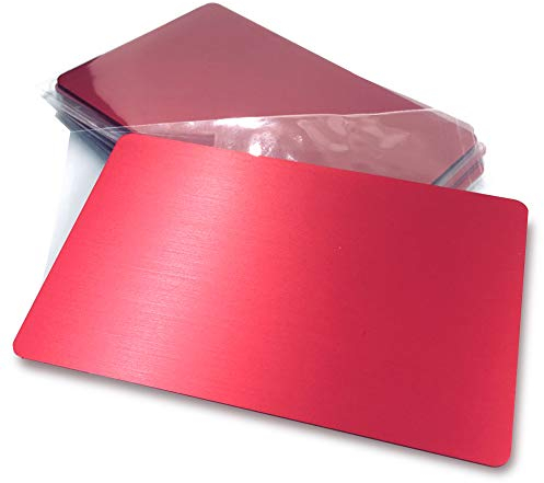 ebamaz Metall Business Visitenkarten aus Eloxiertes Aluminium Legierung 86 x 54 x 0,8 mm (Rot, Blanko, 10 Stück)