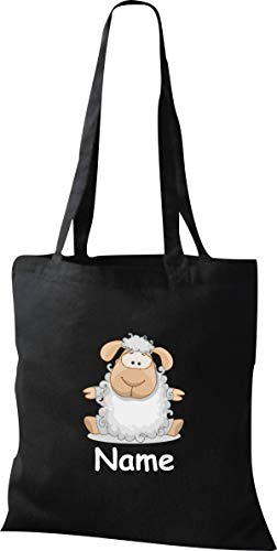 Shirtinstyle Stoffbeutel Tasche, Tiermotiv Schaf mit Wunschnamen, Natur Zoo Tiere Animal, Geschenk, Baumwolltasche, Logo, Spruch, Verwandschaft, Motiv, Farbe Hellblau