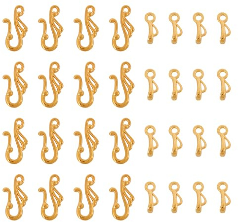 Craftdady 50 Sets Tibetan Gold S Hook Eye Toggle Clasps Metal Closure End Clasps with Bar for Bracelet Necklace Jewelry Making