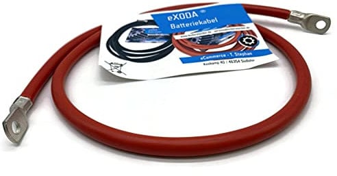 Exoda Batteriekabel 35 mm² 75cm mit Kabelschuhen M8 Rot für Auto KFZ Boot Motorrad flexibel mit 99 Prozent Kupferanteil hitzebeständig bis 70°C für vielseitigen Einsatz