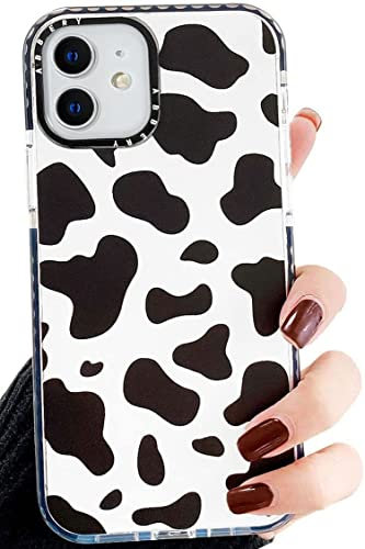Efitoo Animal Cow Print Pattern Case for iPhone 12/12 Pro, Cute Clear with Design, Flexible Soft TPU Silicone, Protective Phone Back Cover