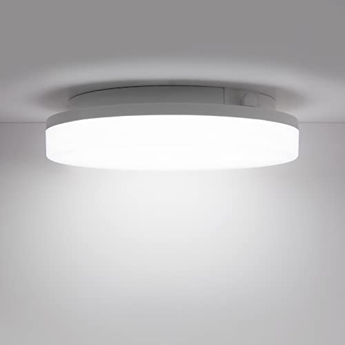 Dimmbar 15W LED Deckenlampe Badezimmer, Ø22CM Flach Rund Bad Moderne Deckenleuchte Decke Lampe Kaltweiß 5000K 1400LM, Feuchtraum IP54 Badlampe für Flur Küche Wohnzimmer Flur Balkon Deckenbeleuchtung