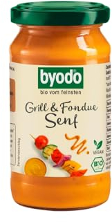 Bio Grill- & Fondue-Senf Byodo, 6x 200 ml - Fein-fruchtige Paprika-Note, 100% Bio-Zutaten, Ideal für Grillgerichte & Fondues, Kleine Chargen Produktion, Frische & Qualität