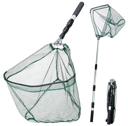 YOLOUP Fishing Landing Net Telescopic Foldable Fishing Net Portable Triangular Landing Net 73-130cm Large Collapsible Fish Net for Ponds Fish Catch Supplies Father's Day Men Gift