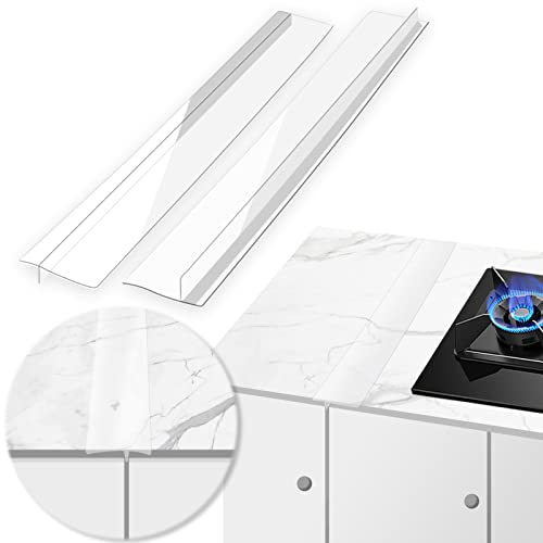 2 Pcs Stove Counter Gap Cover, MSDADA 30 inch Gap Filler Worktop Joining Strip, Gas Hob Covers for Gas & Electric Cookers, Easy Clean Counter Top for Dishwasher, Cooker, Oven, Dryer & Washing(Clear)