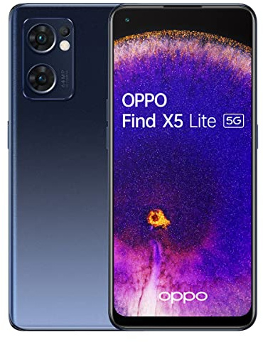 OPPO Find X5 Lite Smartphone, AI Tripla fotocamera 64+8+2MP, Display 6.43” Refresh rate 90HZ AMOLED FHD+, 4500mAh RAM 8GB+ROM 256GB Android 12 [Versione Italiana] Starry Black