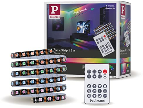 Paulmann 78886 LED Stripe Dynamic 1,5m Dynamic Rainbow RGB IP20 12V DC incl. 1x3 Watt dimmbar Lichtband Weiß Kunststoff