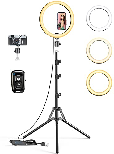 12,6 Zoll Ringlicht mit Groß Stativ Handy (Gesamthöhe 180 cm), Pnitri Großes Ringleuchte & Selfie-Ringlicht für Live-Streaming, Make-up, YouTube, TikTok Videos, Fotografie
