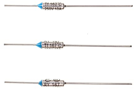 HUABAN 10 Piezas Fusible térmico de temperatura de metal RY167 167 ℃ 10A 250V